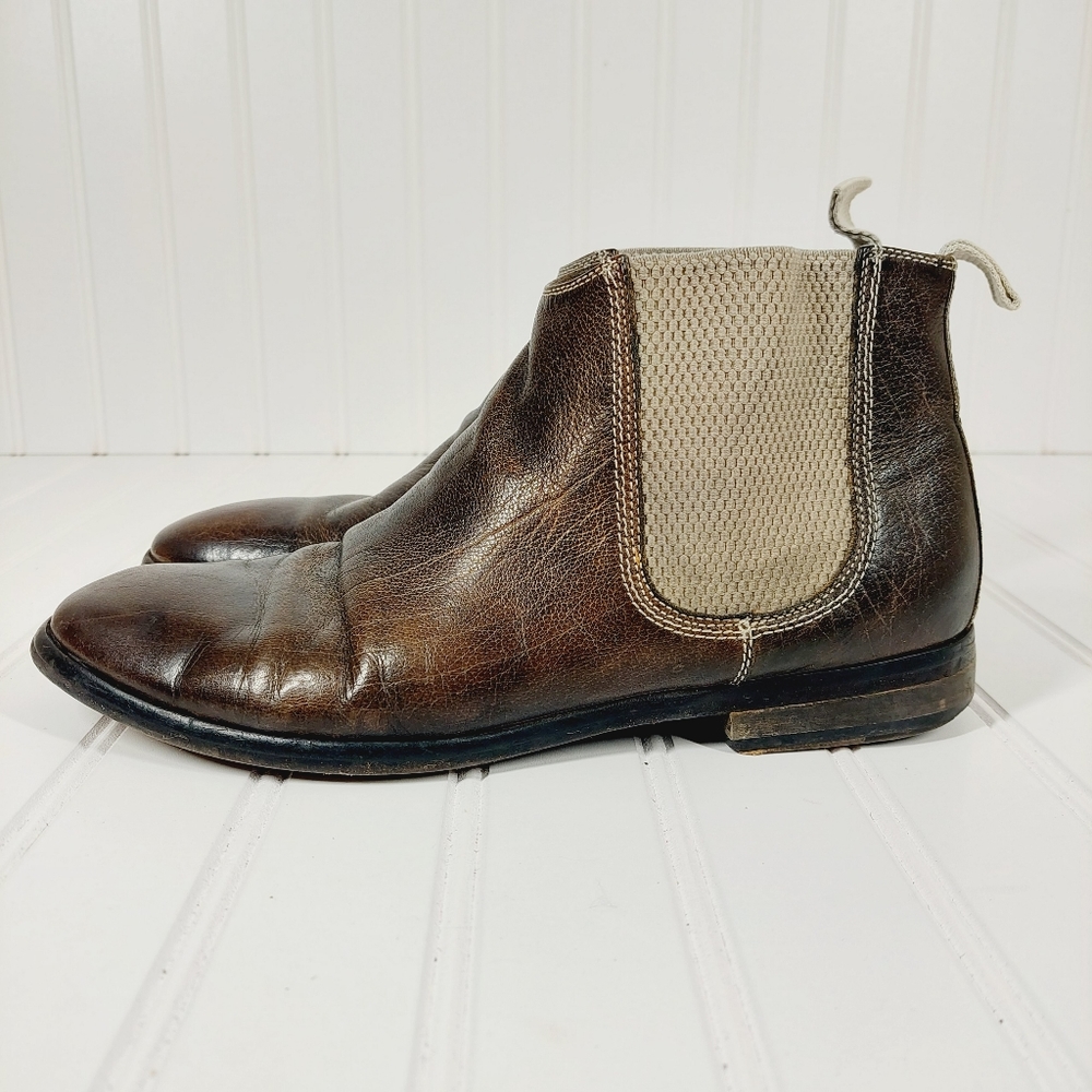 Calzoleria Coseana Lavorate a Mano Men's BrownLeather Chelsea Ankle Boots A936